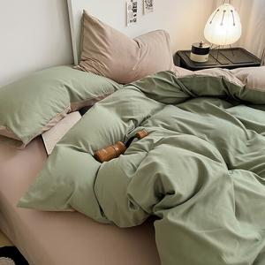 AVIVI Комплект постельного белья 4 предмета, простыня на резинке 180 см, пододеяльник 220x240 см, цвет бобовый зеленый хаки-LYY, класс A, ультрамягкий