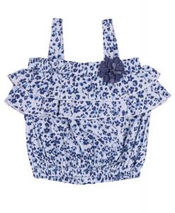 Атласный топ без рукавов с цветочным принтом и оборками для девочек нежно-голубого цвета Emc, голубой