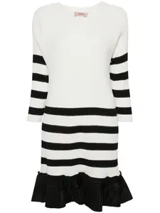 Платье в полоску с расклешенным подолом Twinset, белый