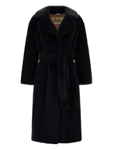 Однобортное пальто с поясом Herno, черный