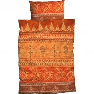 Постельное белье CASATEX "Инди с современным орнаментом, из 100% хлопка, качество атласа или льна, постель и наволочка на молнии, просты в уходе, комплект постельного белья СТАНДАРТ 100 сертифицирован OEKO-TEX", (2 шт.), цвет terra