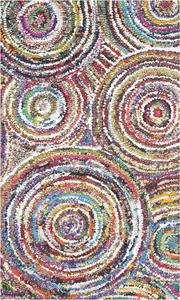 Ковер SAFAVIEH, 69 x 122 см, коллекции Nantucket, Multi, ручной работы богемный с абстрактными кругами, хлопковый, идеально для помещений с высокой проходимостью: прихожая, гостиная, спальня (NAN514A)