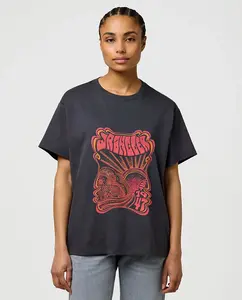 Женская футболка свободного кроя с принтом на передней части Wrangler, черный