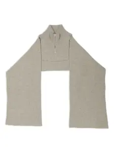 Шарф в рубчик с воротником на молнии Mm6 Maison Margiela, нейтральный