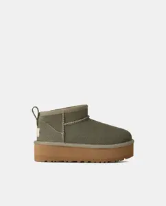 Ботинки из кожи с подкладкой из меха UGG, зеленый