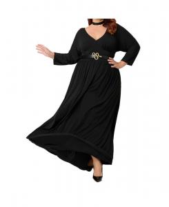 Платье-макси с рукавами 3/4 и рукавами летучая мышь больших размеров Unique Vintage, Black