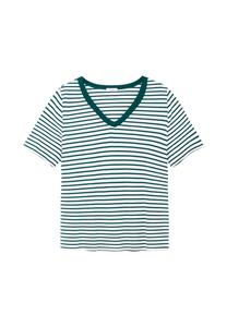 Полосатая рубашка с V-образным вырезом и ребристой структурой Sheego, цвет petrol gestreift