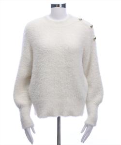 Вязаный топ с длинными рукавами и золотыми пуговицами [очень удобный, пушистый, универсальный вязаный]