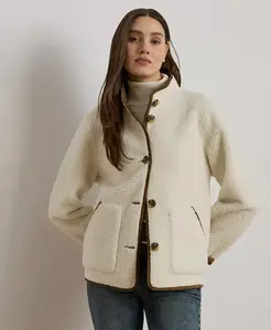 Женская куртка из флиса с отделкой из искусственной замши Lauren Ralph Lauren, слоновая кость/кремовый