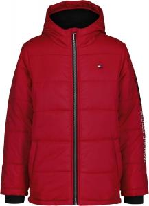 Пуховик Tommy Hilfiger Boy's Chevron Color Block (для детей старшего возраста), Sleeve Logo Scooter Red