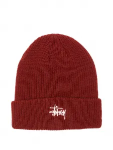 Шапка бини с вышитым логотипом Stüssy, красный