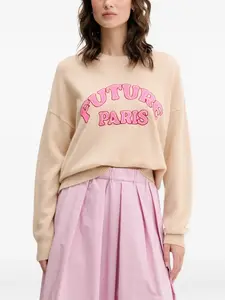 Свитер с принтом-слоганом From Future, светло-бежевый