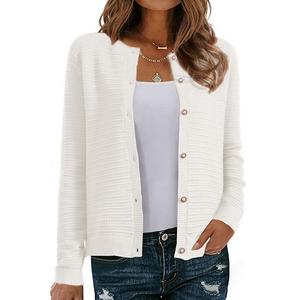 Вязаный кардиган для женщин с круглым вырезом и длинными рукавами Inspire Chic, Apricot