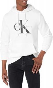 Мужская флисовая толстовка с капюшоном и логотипом Calvin Klein, Brilliant White