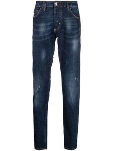 Philipp Plein прямые джинсы с прорезями, синий