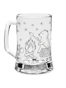 Гравированная пивная кружка с изображением медведя и божьей коровки, костра... прозрачная Mr. & Mrs. Panda