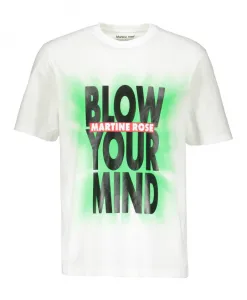 Хлопковая футболка с ребристым воротником и принтом. Martine Rose, белый