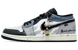 Jordan Air 1 устойчивые к истиранию низкие баскетбольные кроссовки Unisex Black White Blue