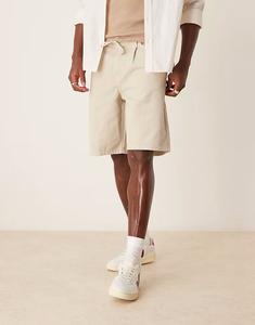 Широкие шорты средней длины ASOS DESIGN с завязками спереди в каменном цвете