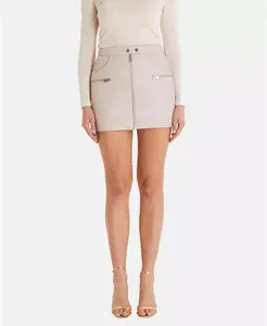 Женская модная кожаная юбка, бежевого цвета Furniq UK, коричневый/бежевый