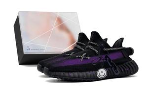 Низкие повседневные кроссовки Yeezy Boost 350 V2, унисекс, черные Adidas Originals, Black (Box)