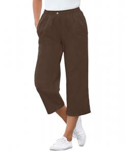 Женские джинсы-капри Within 7-Day из хлопка с эластичным поясом и застежкой на резинке Woman Within, Chocolate