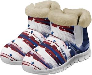 Женские зимние ботинки Jeiento, комфортные пушистые ботильоны на меху, утепленные зимние сапоги, теплые, на мягкой подошве, противоскользящие, повседневные с утолщенной подошвой, American Flag