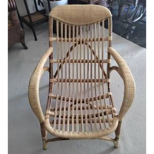 Yu Senyi Кресло из ротанга Hua Bani Naxiang для офиса и балкона, с цветочным узором и подушкой, натуральный цвет
