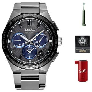 SEIKO Часы мужские ASTRON Solar Quartz Movement с титановым ремешком и черным циферблатом
