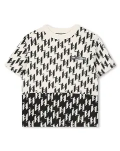 Детская футболка черного цвета из хлопка Karl Lagerfeld Kids