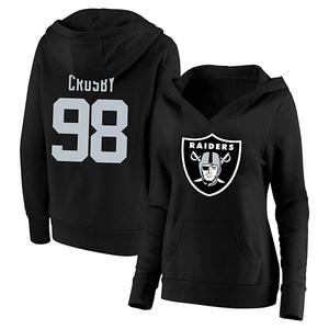 Женский худи с V-образным вырезом Maxx Crosby Las Vegas Raiders черный plus size с именем и номером игрока Fanatics