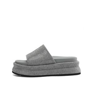 Rosa Bianca EVA стразы устойчивые к истиранию слайдеры женские серые с овчиной, цвет Gray with Sheepskin Lining