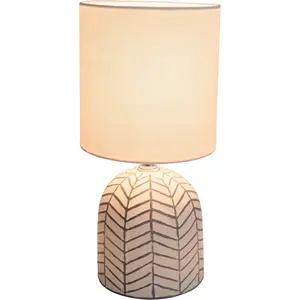 Настольная лампа näve Folio E14 1 шт. Абажур из ткани/белый лен, основание керамическое белое/серое, 1xE14, переключатель-кнопка Näve, белый