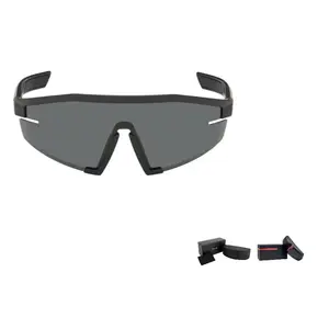 PRADA Женские солнцезащитные очки черные асимметричной формы из нейлона, Black