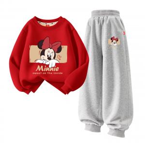 Детская повседневная спортивная одежда Disney, [Thickened and Fleece-Lined]Dudu Hide Red+Dudu Hide K Gray