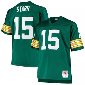 Мужская футболка Mitchell & Ness Bart Starr Green Green Bay Packers Big & Tall 1968, реплика вышедшего на пенсию игрока