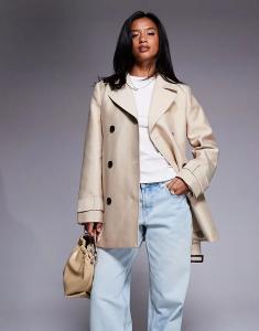 Короткий тренчкот с поясом Forever New Petite бежевого цвета