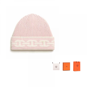 Hermes Кашемировая шапка-бини женские, розово-абрикосовый