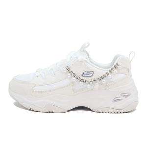 Высокие массивные кроссовки на низком ходу женские белые серебристые Skechers