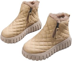 Женские теплые зимние ботинки для улицы, водонепроницаемые противоскользящие высокие ботинки на платформе, теплые ботильоны на зиму ZPLMIDE, Khaki