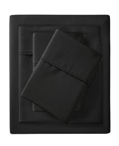 Комплект постельного белья из 4 предметов, хлопковая смесь, плотность ткани 1500 нитей на дюйм, размер King Madison Park, черный