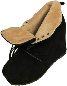 Модные женские теплые ботильоны с шнуровкой, на толстой подошве, удобные и мягкие, подходят для осени и зимы. Fusecottc, Black