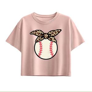 Футболка для девочек 7-16 лет с принтом бейсбол и леопард Licensed Character, Light Pink