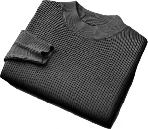 Мужской вязаный свитер с высоким воротником, теплый, полосатый