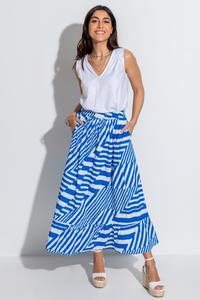 Юбка миди с ярусным подолом Susan из хлопкового поплина Pour Moi, синий