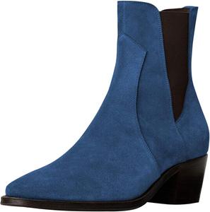Женские стильные челси XYD с заостренным носком, из искусственной замши, на невысоком квадратном каблуке, с эластичной вставкой, западного стиля, ботильоны, Blue