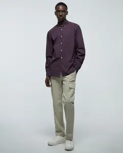 Рубашка из поплина в клетку Sfera, бордовый