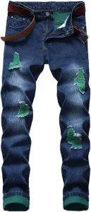 Мужские джинсы Hole Green Design Casual Street SIDUFHAOPKLL