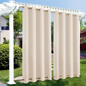 Водонепроницаемая затемняющая штора с люверсами для открытой террасы, балкона или перголы, 132x213 см, бежевая BTTO