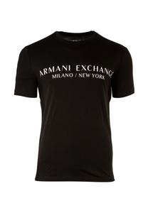 Мужская футболка с надписью, круглый вырез, хлопок стрейч ARMANI EXCHANGE, черный